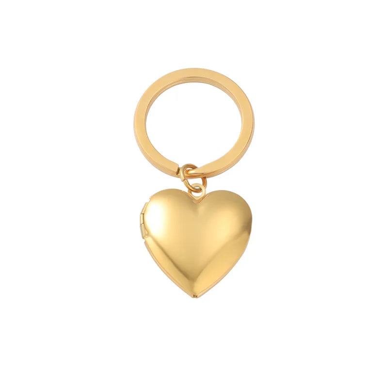 Personalized DIY Photo Stainless Steel 18K Gold Plated Name Engraved Opens Locket Mirror Polished Waterproof Keychain