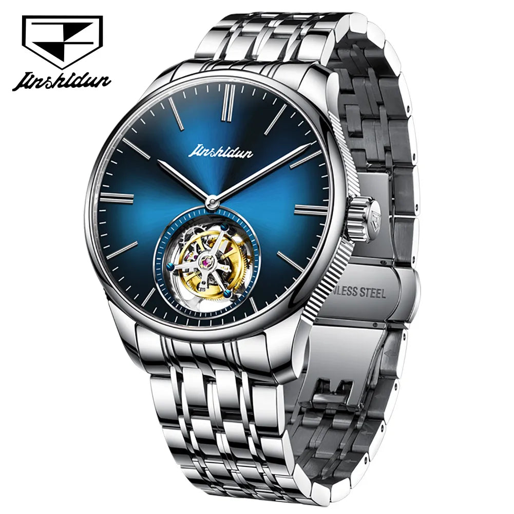 JSDUN 834 Men Custom logo Luxury Automatic Classic Waterproof Fashion Stainless Steel Mechanical Watch Tourbillon Watch for M