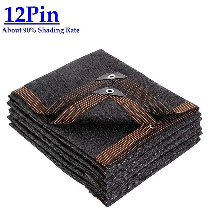 12 Pin 2mx4m HDPE 90% Sunproof 100GSM Black Shading Rate Anti-UV Sunshade Net Plant Cover Mesh Garden Sun Shed Awning Outdoor