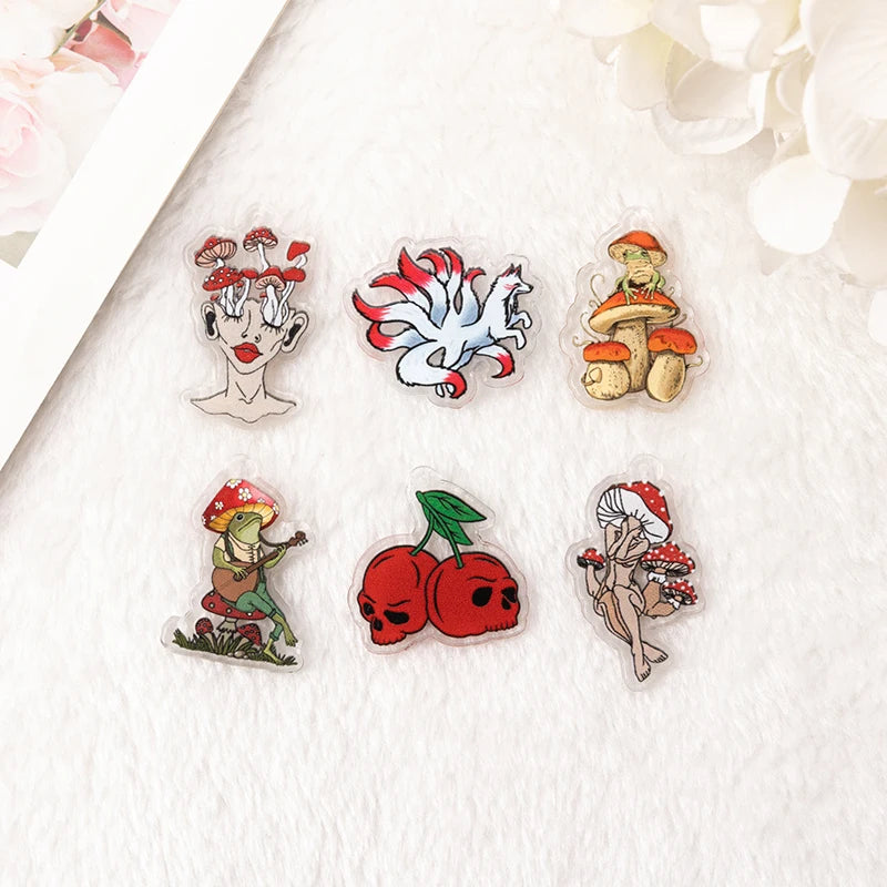 Kitsune Charms Frog Mushroom Skull Cherry for Earring Keychain Pendant Necklace Diy Making