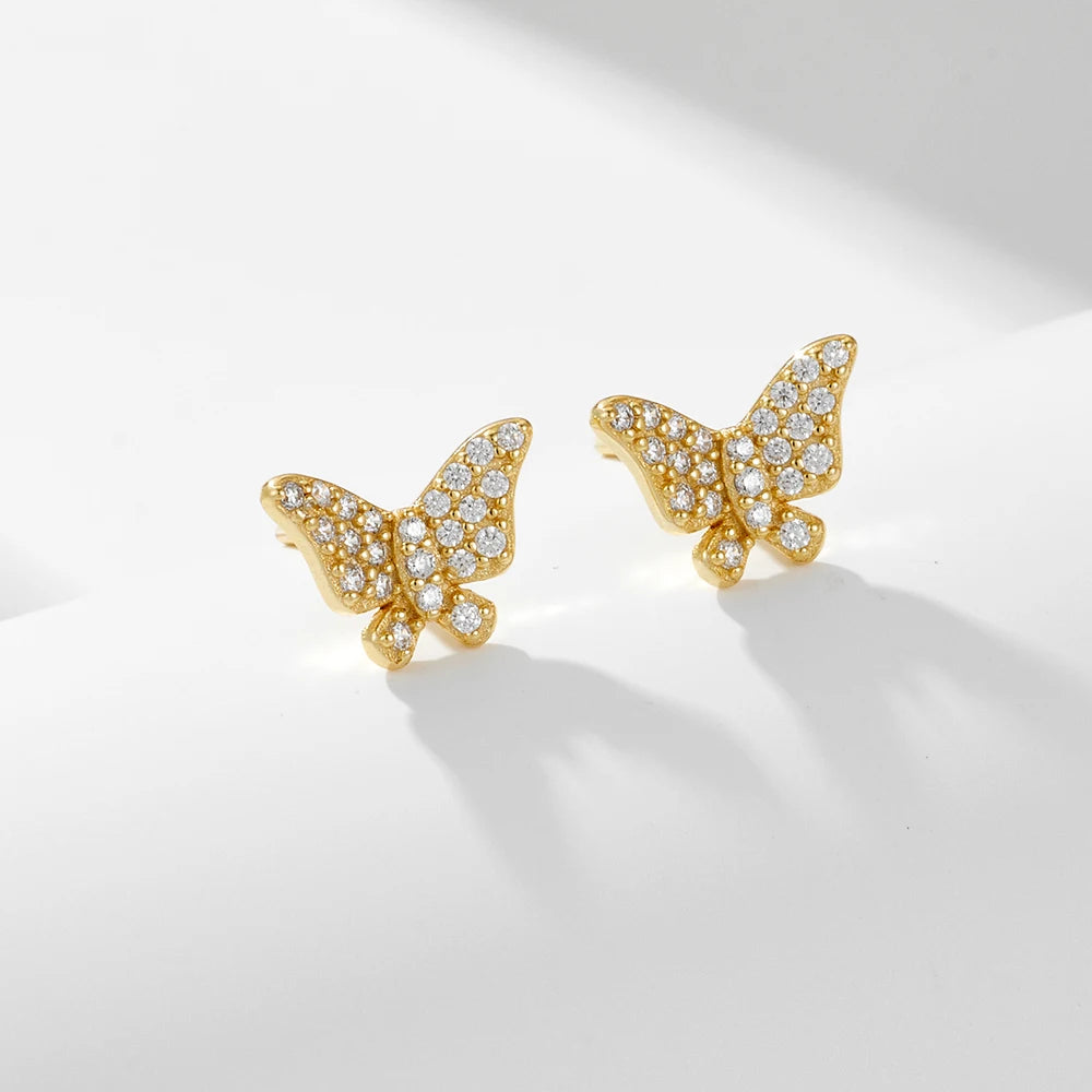 Factory Wholesale Tiny Jewelry Small CZ Trendy 925 Sterling Silver butterfly Stud Earrings for Women Girls Kids