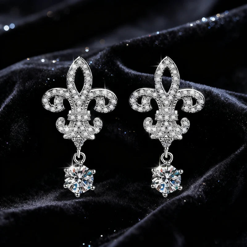 Crown Queen Iris Premium S925 Sterling Silver D Colour Moissanite Diamond Stud Earrings