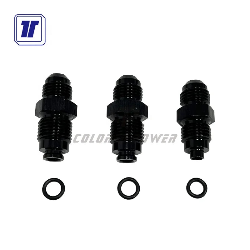 ColoredPower Black Aluminum Straight Bump Tube Adapter AN6 to M14*1.5/M16*1.5/M18*1.5 Color Anodized for Power Steering