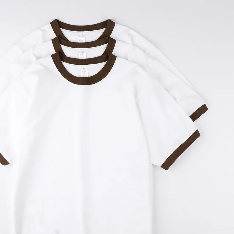 Custom Screen Print 100% Cotton T-shirt Blank Unisex Graphic Heavyweight Oversized Streetwear for Ringer Color Block Men t Sh