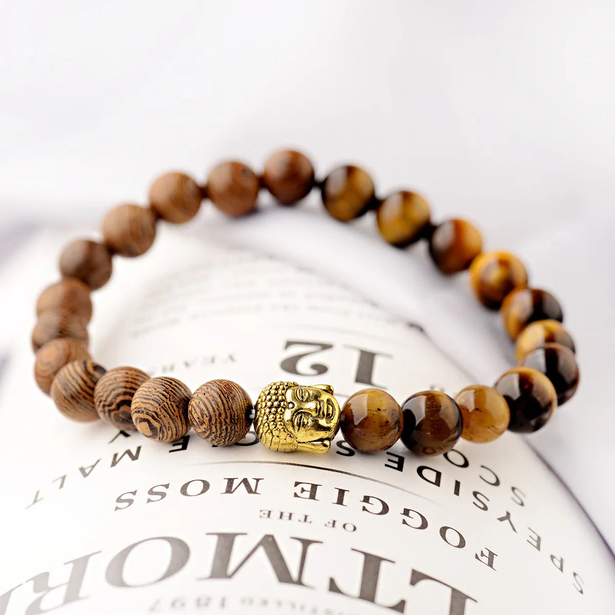Hot Selling Minimalist Fashion BraceletWood Bead and Tiger Eye Stone Combination for Couples Beads Bracelet