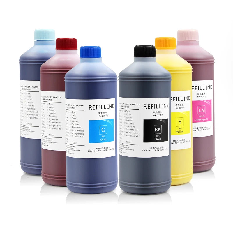 Ocbestjet 1000ML Digital T-shirt Textile Inks White DTG Pigment Ink for Epson DX4 DX5 DX6 DX7 Printhead