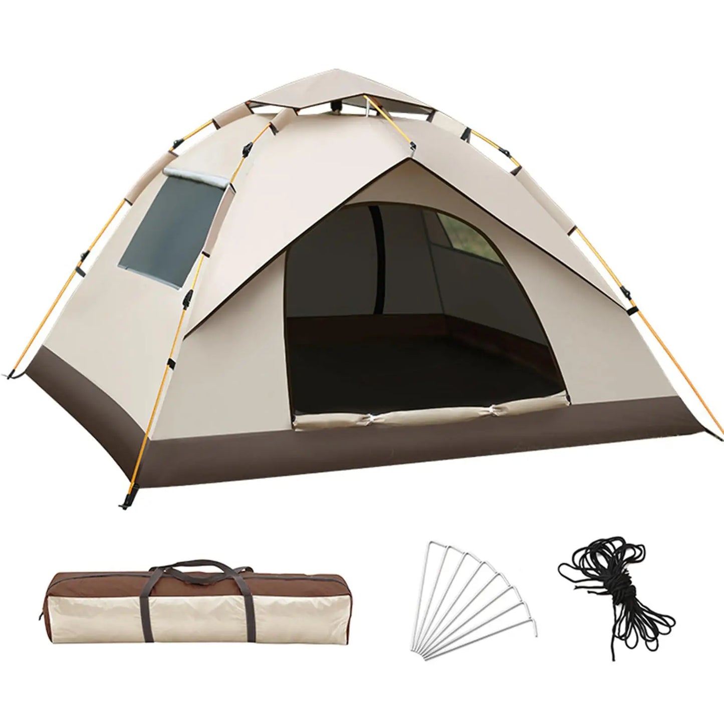 2-3 Person Outdoor Tent Waterproof Family Tent Easy up Single Layer Anti-UV 2 Window 2 Doors Tent for Camping  Hiking Traveli