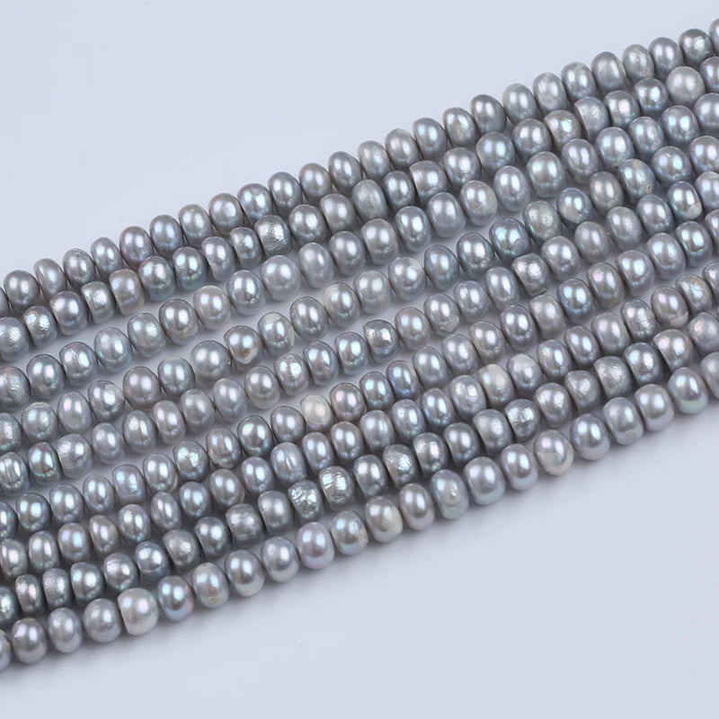 Wholesale 8-9mm Gray a Grade  Button  Freshwater Pearl Strands for  Jewelry Making