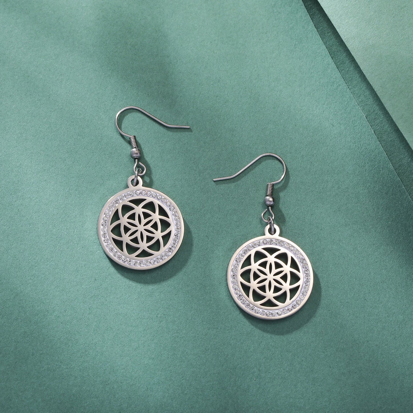 Preserved Flower Zircon Stainless Steel Earrings 18K Gold Fine Jewelry Earrings for Women
