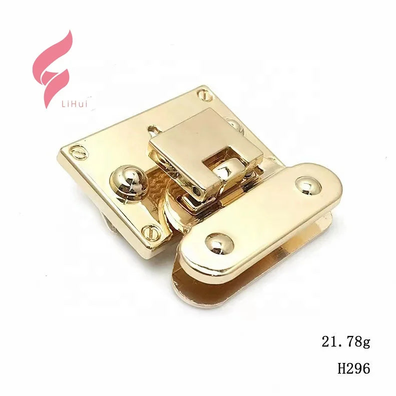 Lihui Wholesale Zinc Eco-friendly Lead & Nickel Free Metal Turn Lock Custom Logo for Handbag Hardware Accessories Luxury Bags