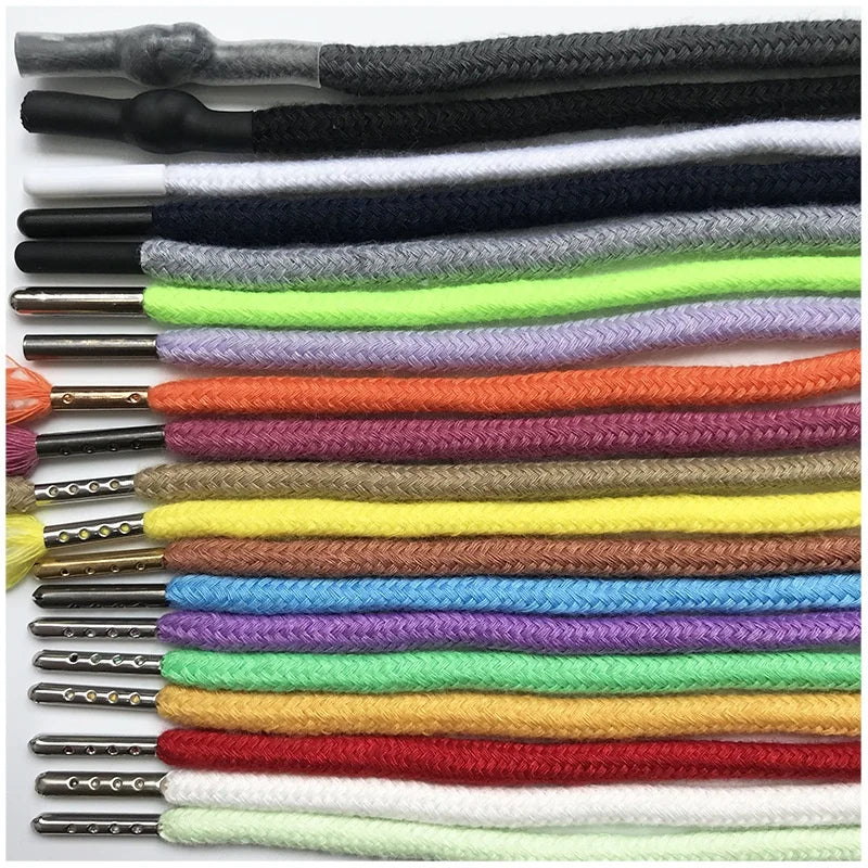 Wholesale 6mm Eco-Friendly High Tenacity Polyester Drawstring Cord Different Colors 130cm Length for Shoes Bags Home Textiles