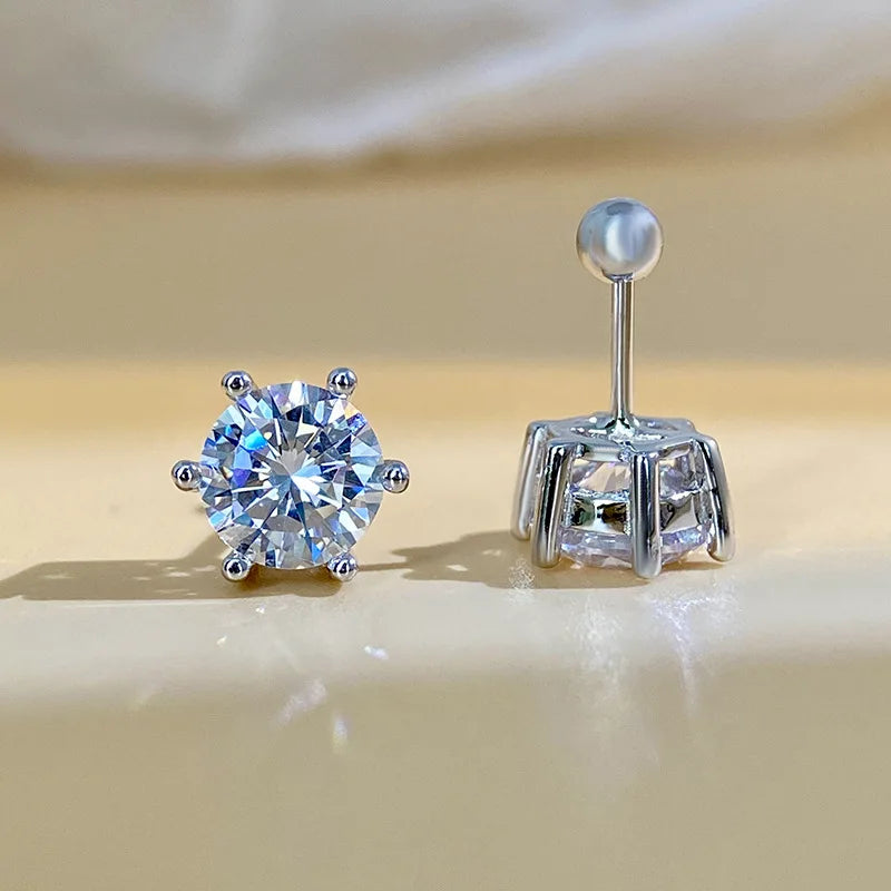 Gra Certificate 6 Claw Moissanite Diamond Earring with Screw Back VVS D Color 0.2 0.3 0.5 1 2 3 Carat Real 925 Silver for Wom