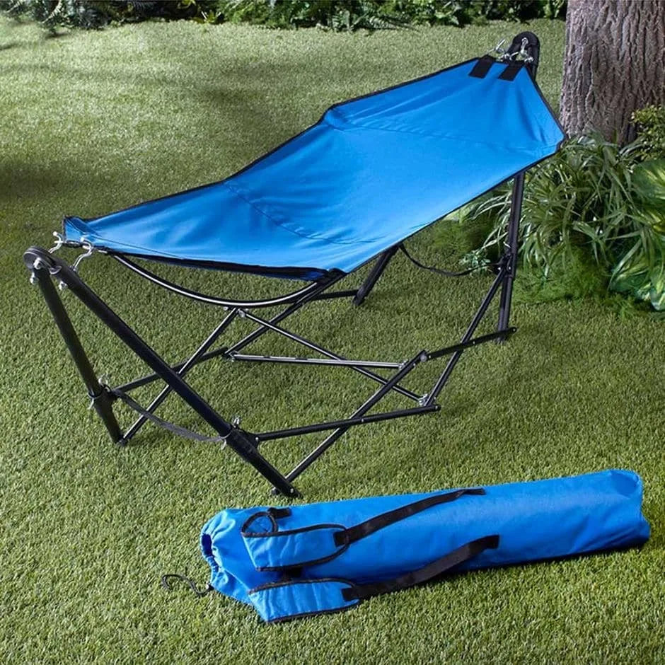 Portable Fabric Hammock Folding Stand with Carrying Bag Waterproof for Bedroom Living Room Hotel Supermarket
