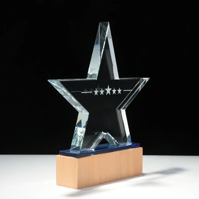 Wholesale Lovely Design Five Star Custom K9 Crystal Trophy Award Business Gift Perfect for Sports Events and Team Achievement