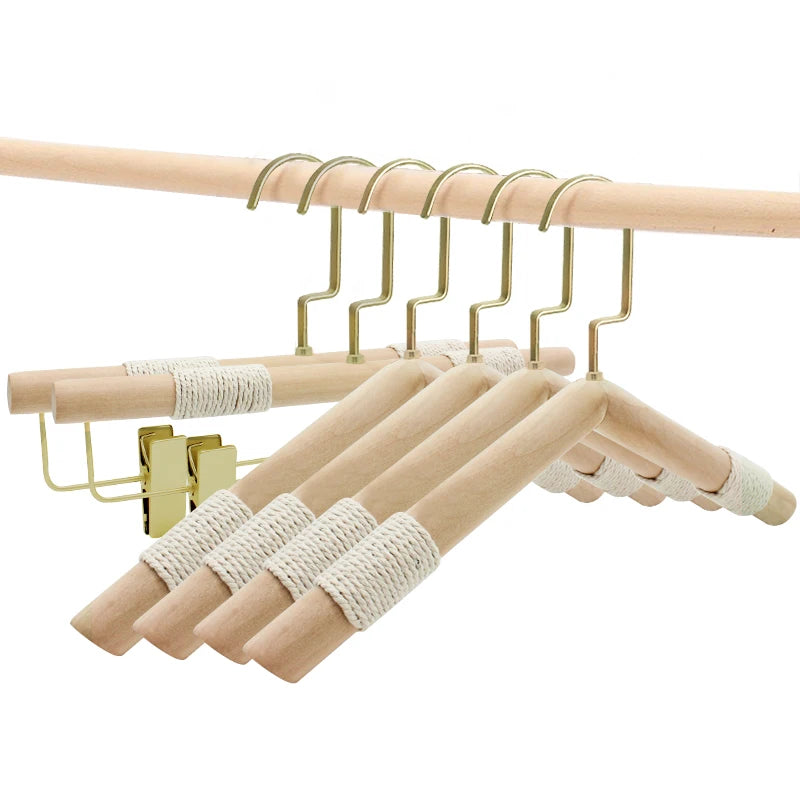 Korean Wooden Custom Logo Cloth Hangers Kids Coat Pants Rack Children Clothes Wood Hanger With Clip