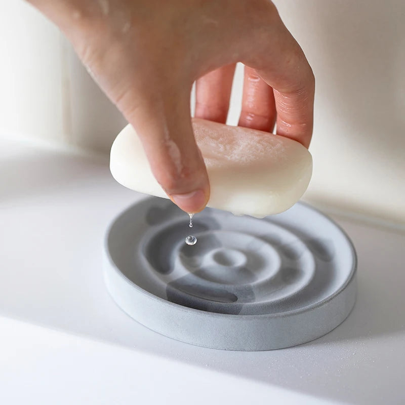 SHIMOYAMA Home Bathroom Novelty Quickly Dry Round Diatomaceous Earth Soap Non-slip Draining Dish Tray Holder Diatomite Soap D