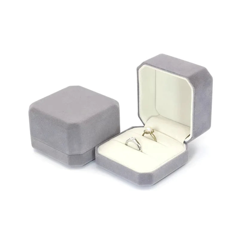 Wholesales Custom Velvet Double Ring Boxes Ring Earrings Necklace Bracelet Gift Box Jewelry Ring Box