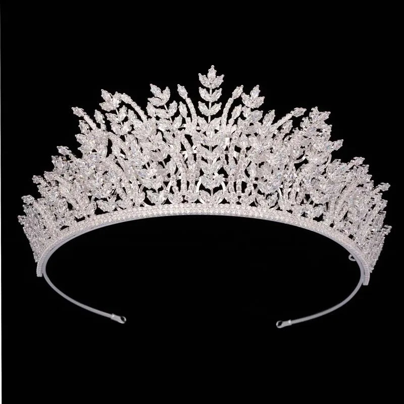 AAA+ Cubic Zircon Tiara Simple Classic Flower Headwear Hair Accessories Jewelry Crystal Women Dress Accessories Gift BC7213