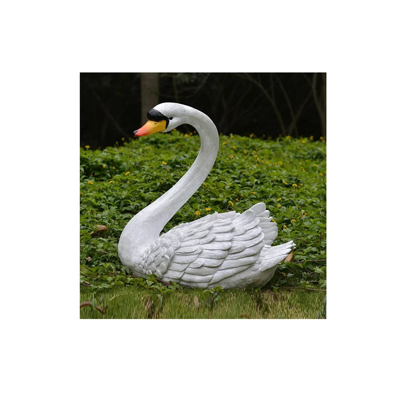 White Swan Life-Size Resin Statue LIFA Brand Handmade 60x38x60CM Outdoor Garden Ornament Animal Pattern