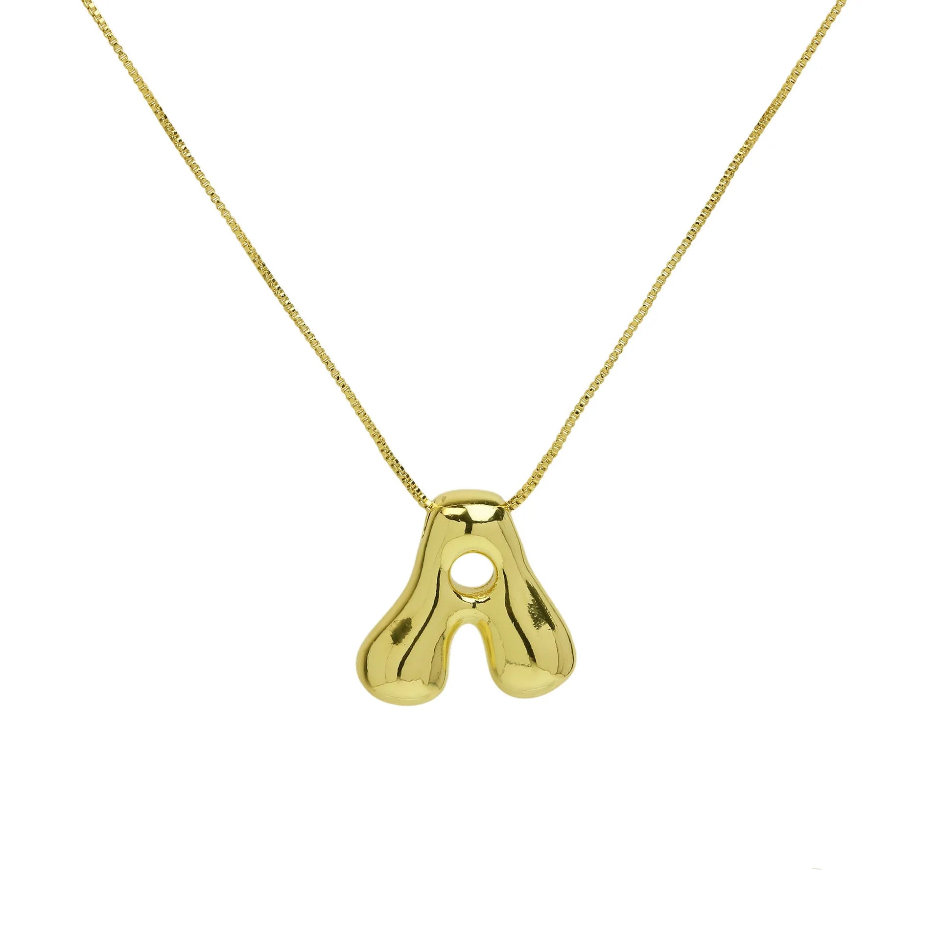Newest Design Balloon Letter Necklace Satellite Chain 18k Gold Stainless Steel Bubble Initial Letter Necklace