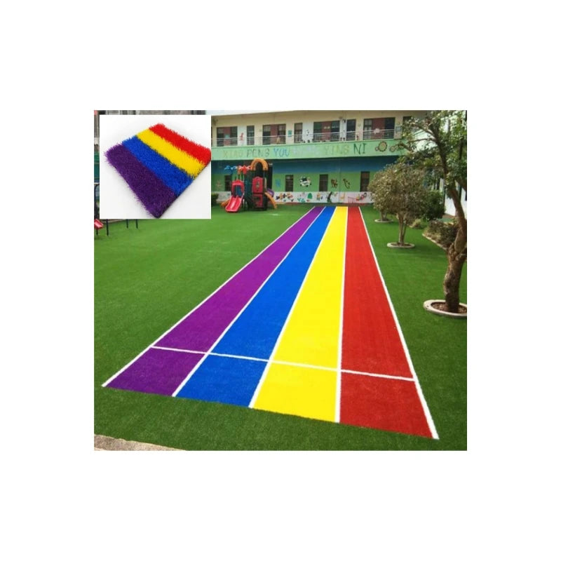 Whose Factory Environmentally Friendly 25mm Rainbow Grass for Kindergarten Multi-color Natural Grass Turf Artificial Grass