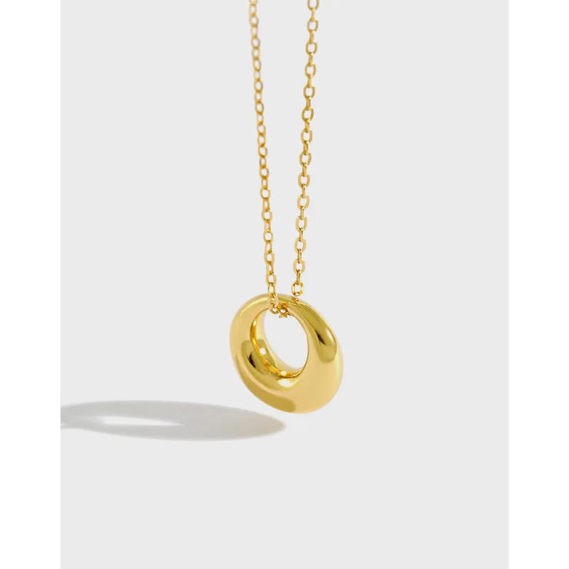 S925 Sterling Silver Fashion Minimalist 18K Gold Necklace Geometric Pendant Choker Necklace Simple Necklaces for Women Wholes