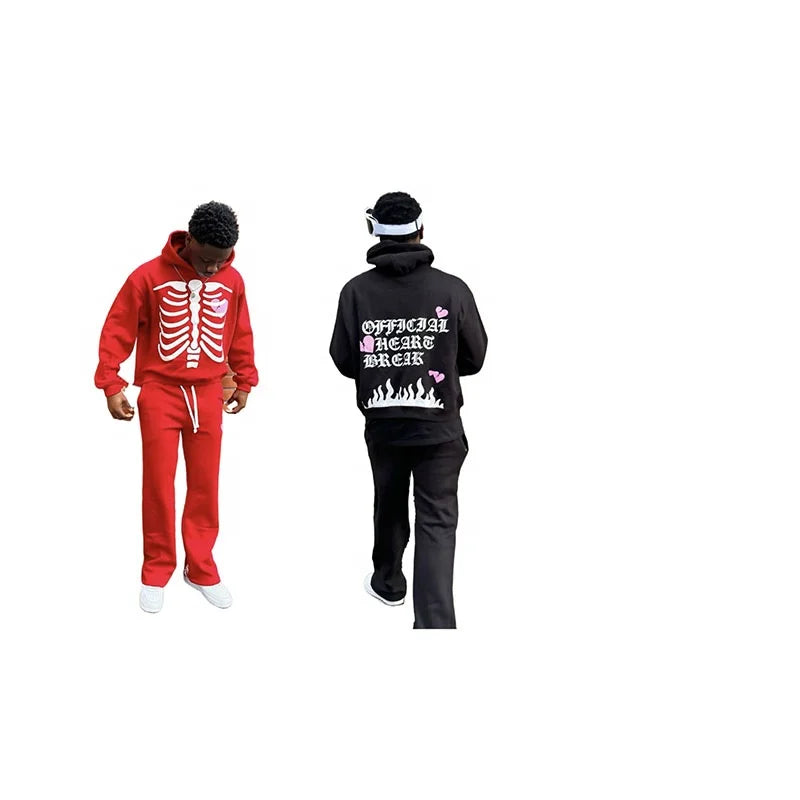 KY Homme Puff Print and Embroidery Luxury Hoodie and Sweatpants Heavy Cotton Sweatpants Man