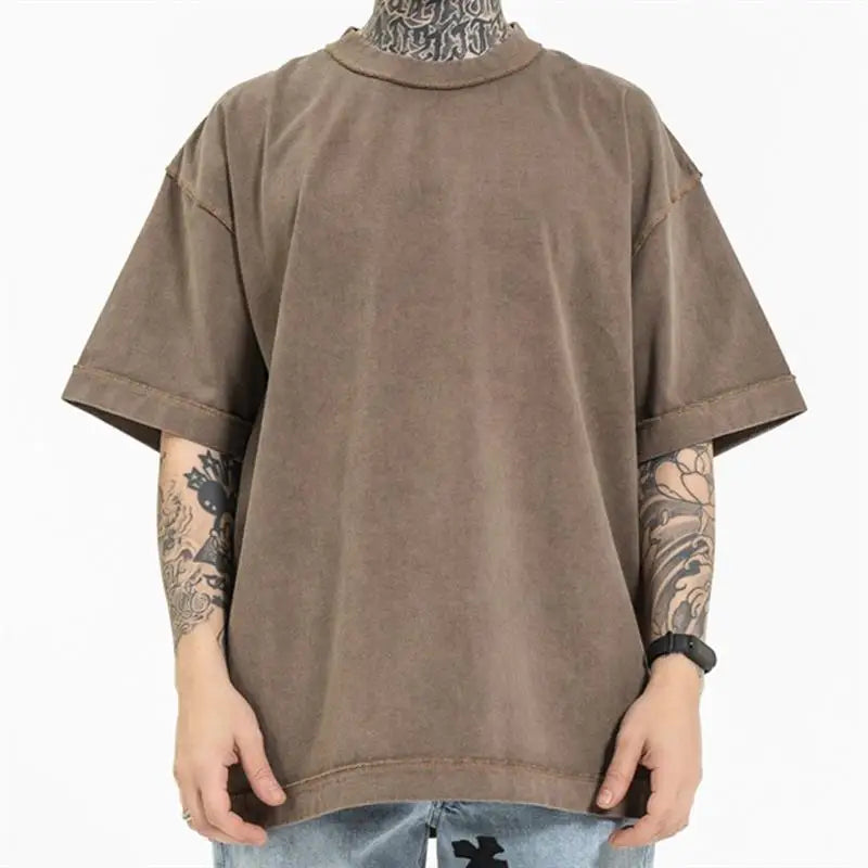 Male High Street Vintage T-shirt Heavyweight Cotton Oversized Tshirt Custom Men 230g Washed t Shirt