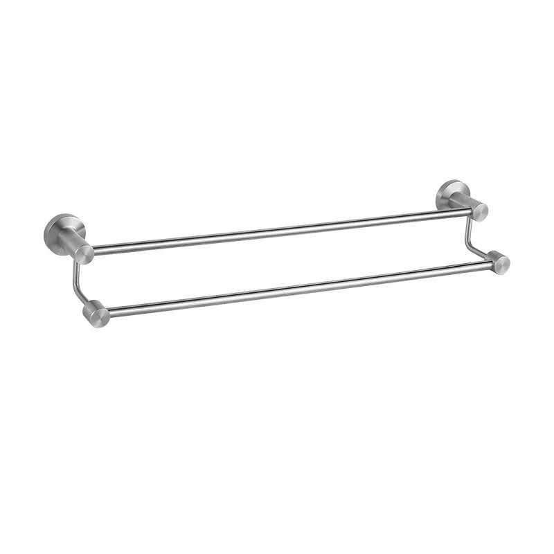 304 Stainless Steel Double Wall Mounted Non Perforated Adjustable Towel Rack Modern Design 2 Bars for Bathroom Hotel High/Low