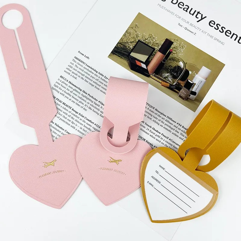 Heart-shaped Soft PU Leather Travel Luggage Name Tags Wedding Gift Sublimation Personalized Custom Letter Luggage Tags