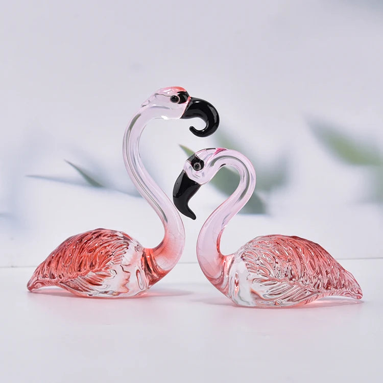 Luxury Flamingo Sculpture Unique Design Lifelike Eco-Friendly Etched Crystal Glass Wedding Favor Modern Carved Figurine Anima