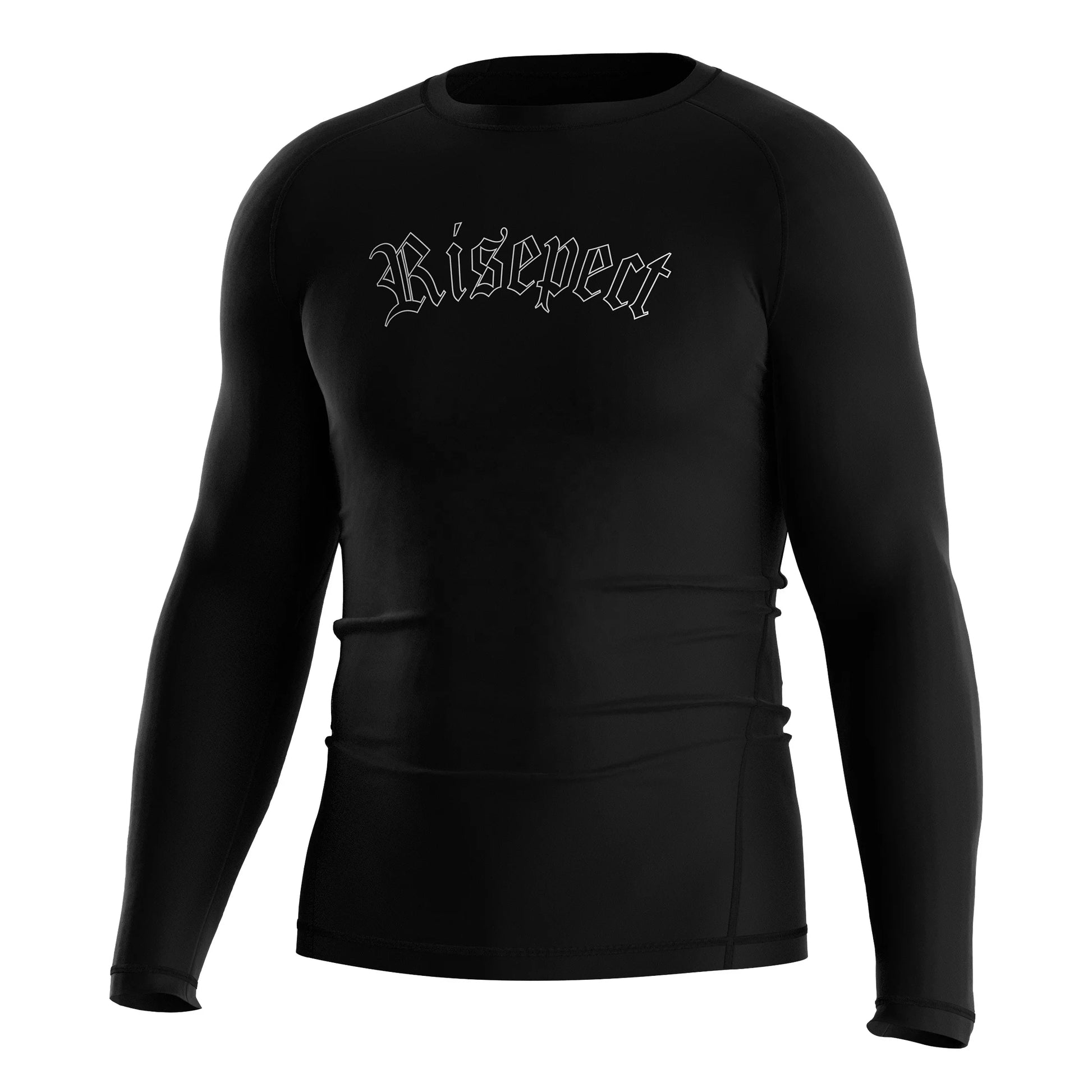 Black Men's Long Sleeve Fight Rashguard Non-Roll Fit Mesh Cooling Quick-Dry for Intense Grappling MMA