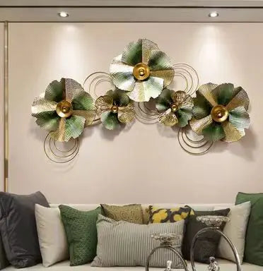 127*70cm Nordic Style Light Luxury Metal Hanging Decor Large Living Room Flower Shape Wall Hanging Art Decor Home