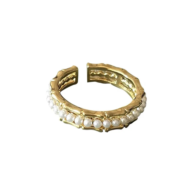2025 New Fashionable Specially Design Copper Jewelry Adjustable Rings Gold Plated Rings Pearl Rings for Women