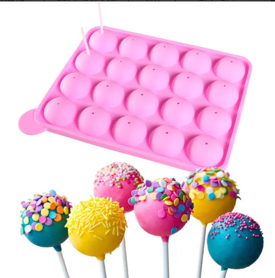 20-Hole Ball Silicone Mold Eco-Friendly Hard Gummy Candy Lollipop Heat Resistant Baking Tool for Kids Square Flower Mousse
