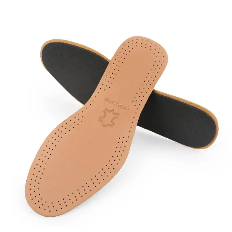 Genuine Leather Sports & Comfort Insoles with Activated Carbon Odor Control Cowhide Insoles for Shoes