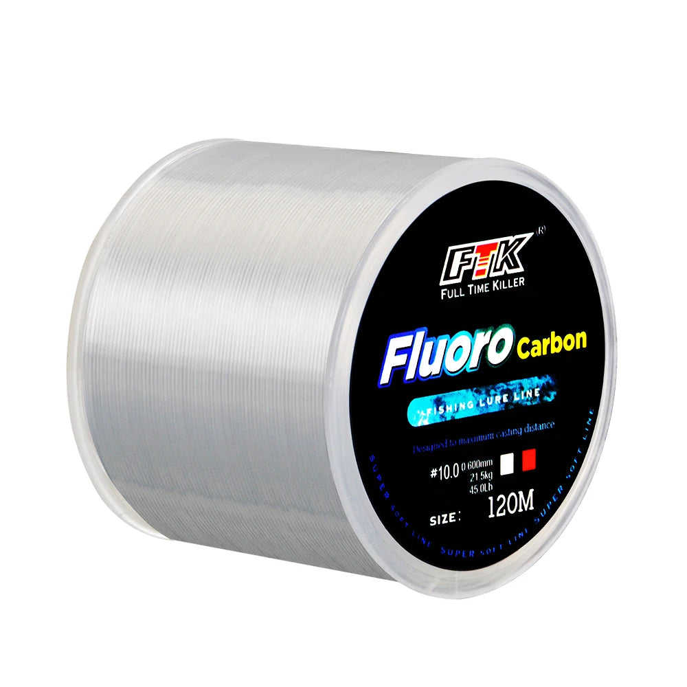 Línea de pesca con revestimiento de fluorocarbono, 120M, 0,20mm-0,60mm, 7,15 LB-45lb, línea líder de fibra de carbono,…