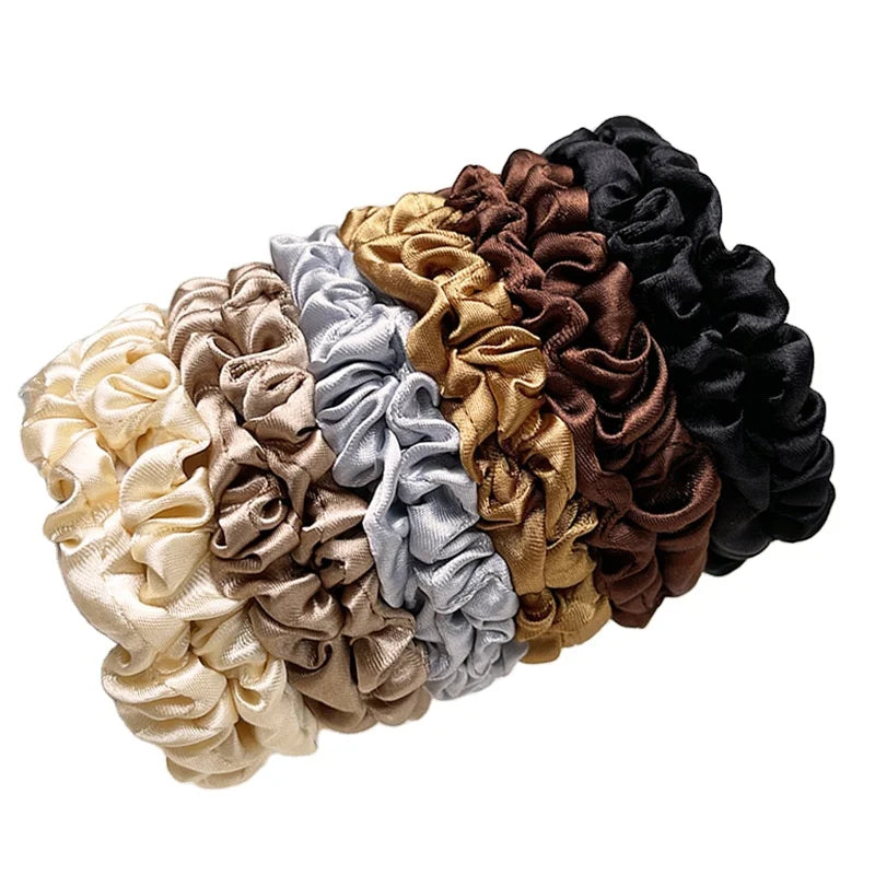 Wholesale Silky Smooth Luxurious Lightweight Durable No Tugging Pure Silk Hair Band Silk Scrunchie for Girls Solid Color