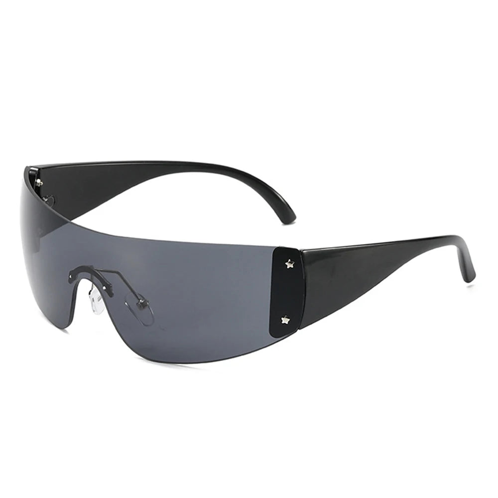 SPARLOO 10552 Y2k Wrap Around New Design Rimless New Year Party Sunglasses Custom logo