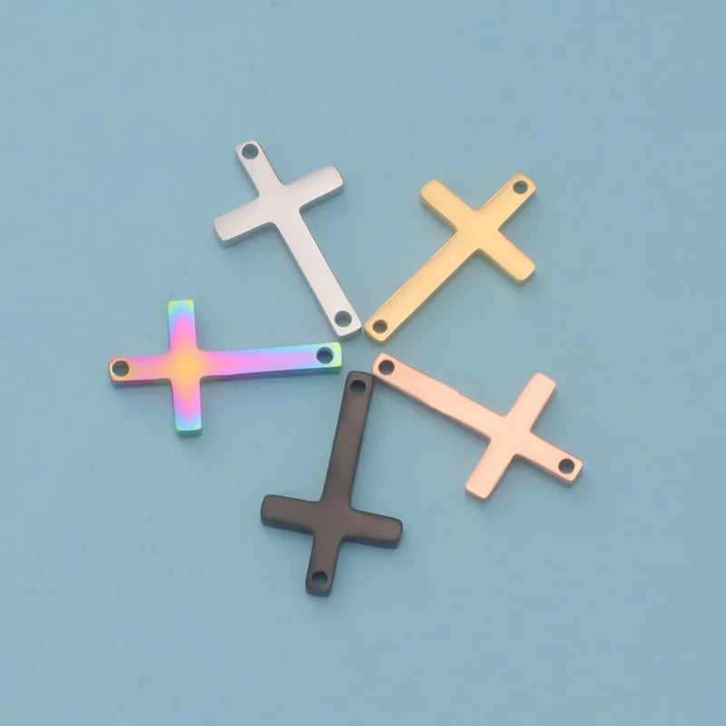 Wholesale Beaded Cross Pendant for Jewelry Making 10*13MM Gold Rose Tiny Cross Charms Accessories DIY Necklace and Bracelet