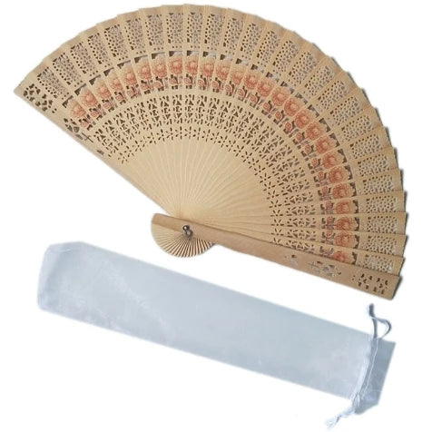 Promotional Hot Sales All Seasons Customized Pattern Primary Color Sunflower Wood Folding Fan Beautiful Model Bamboo Gift
