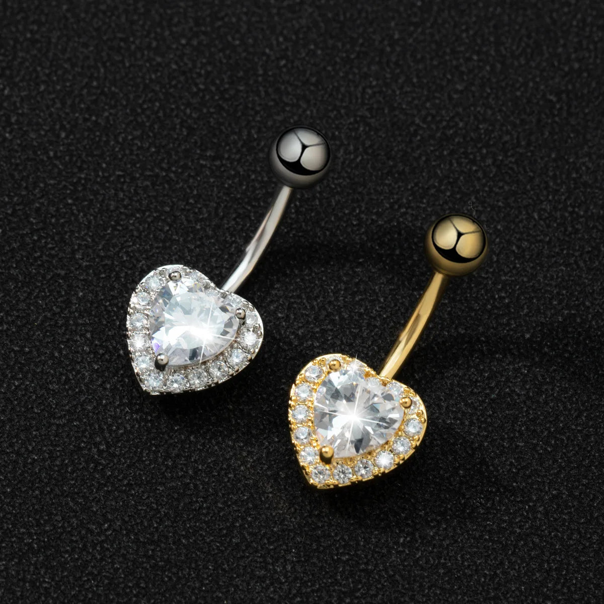 Gaby New Belly Rings Stainless Steel Tarnish Free Belly Piercing Heart Zircon Belly Button Ring Wholesale Body Piercing Jewel