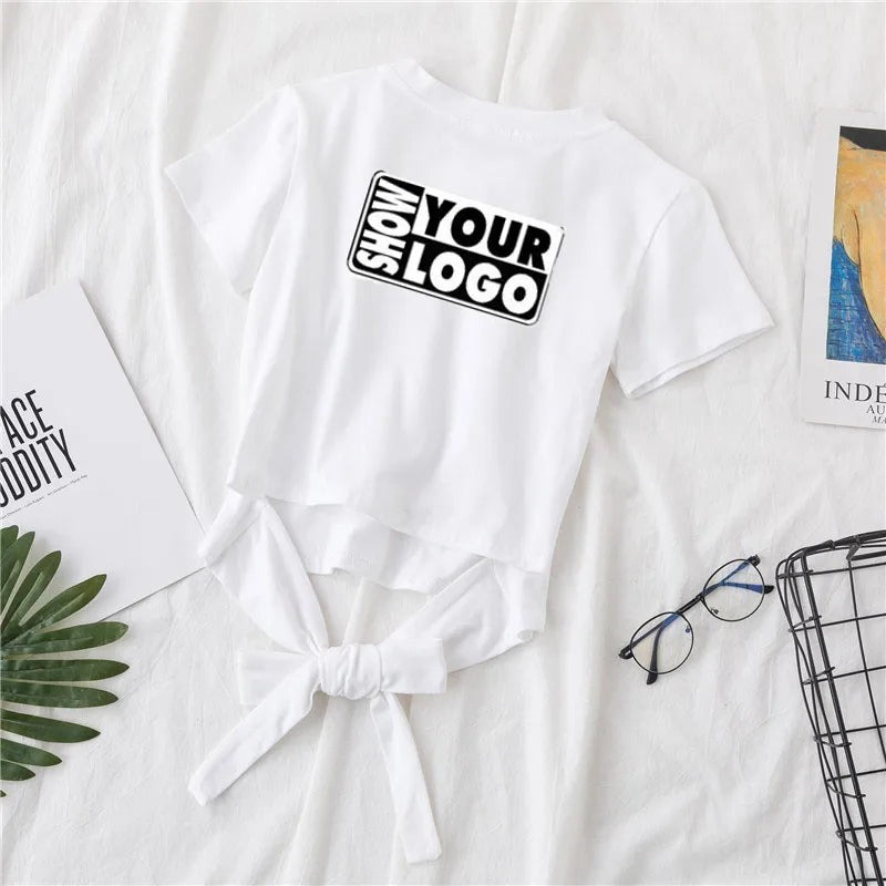 180gsm 95% Cotton 5% Spandex Fashion Good-looking Crop Top t Shirt for Women Blank Tops Lady Girls T-Shirts With Custom Print