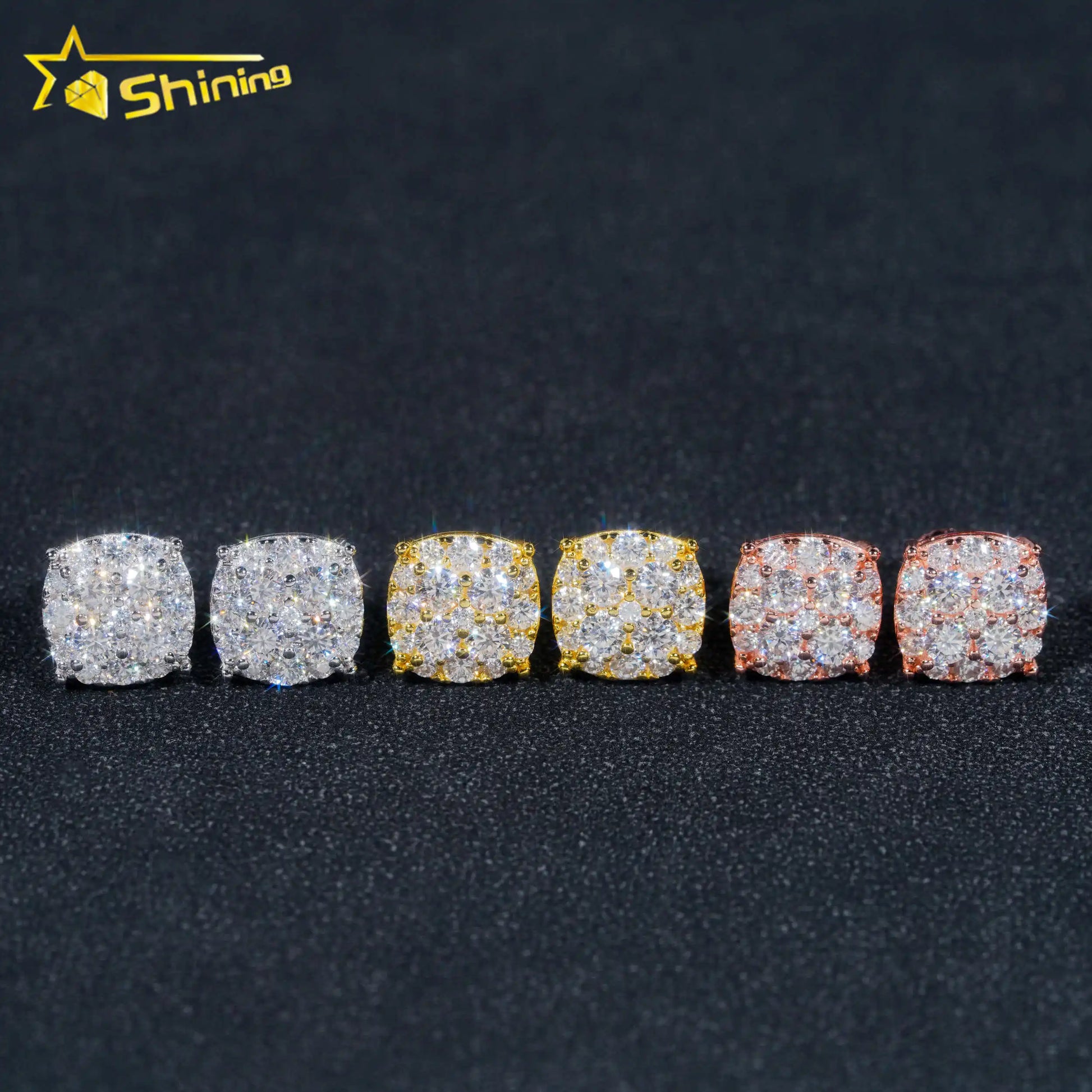 Pass Diamond Tester Moissanite Stud Earring Fine Jewelry Gold Plated 925 Sterling Silver Iced Out VVS Moissanite Earrings