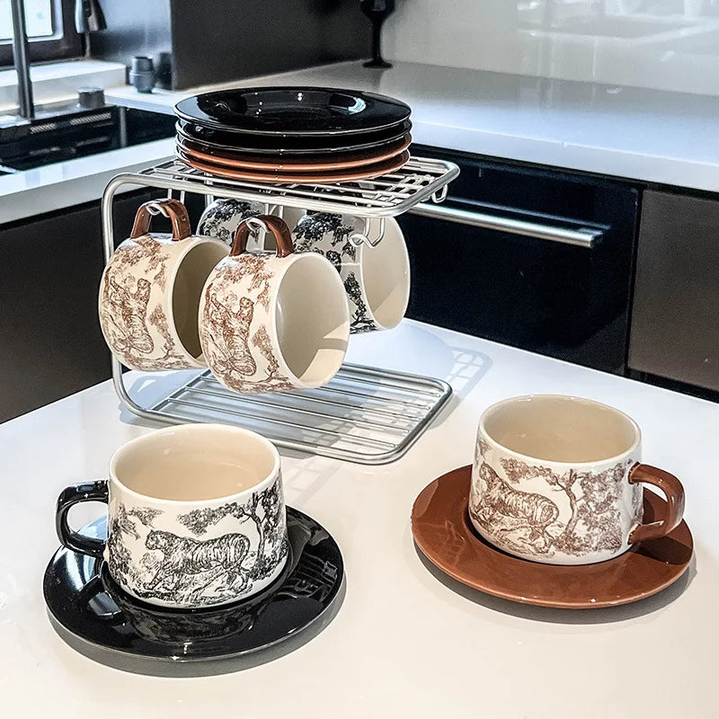 Ins Nordic Simple Ceramic Coffee Mug and Saucer Set Creative Breakfast Cup