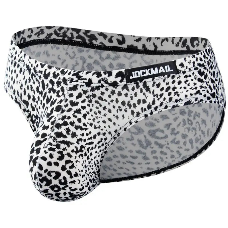 Brand Clothing Fashionable Sexy Men's Underwear Snow Leopard Print Breathable Anti-Bacterial Quick Dry Low-Rise Boxer Briefs