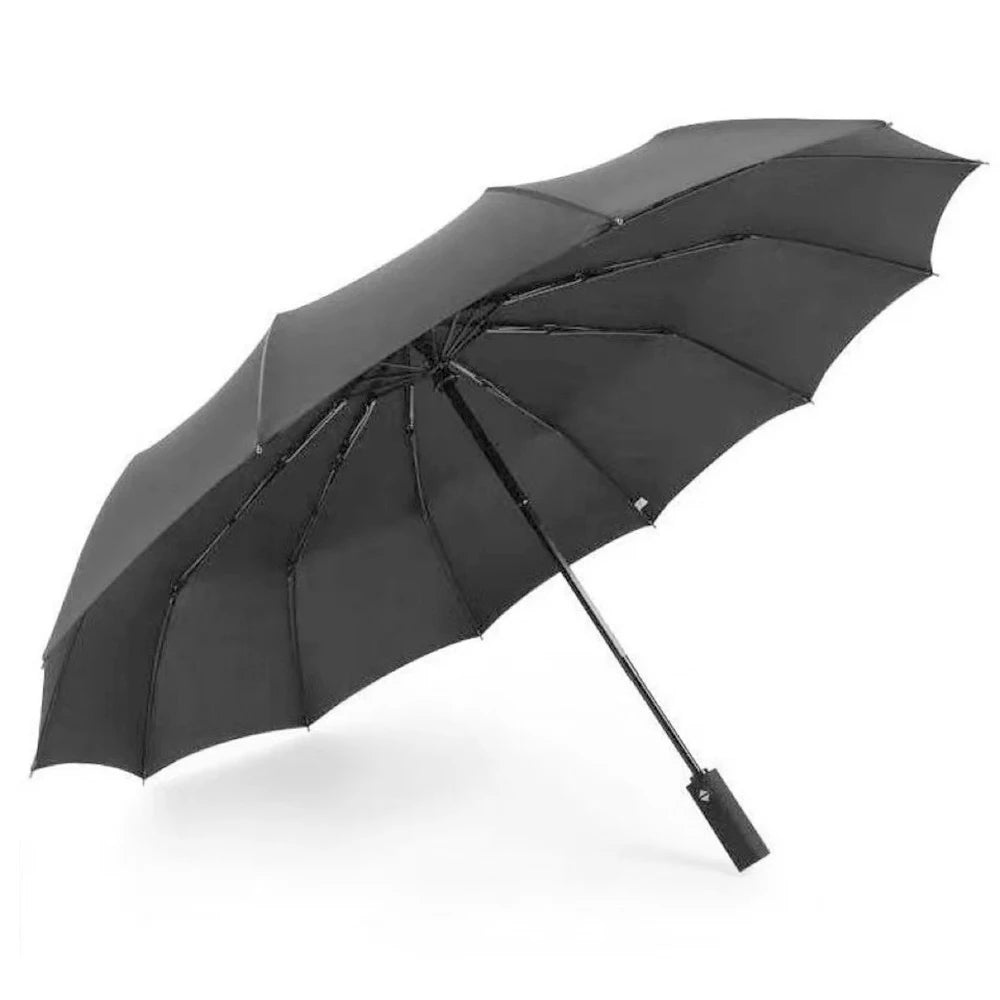 Ovida 23 Inch 12 Ribs Strong Wind-Resist Umbrella 3-Folding with Rubberized Long Handle Classic Straight Design