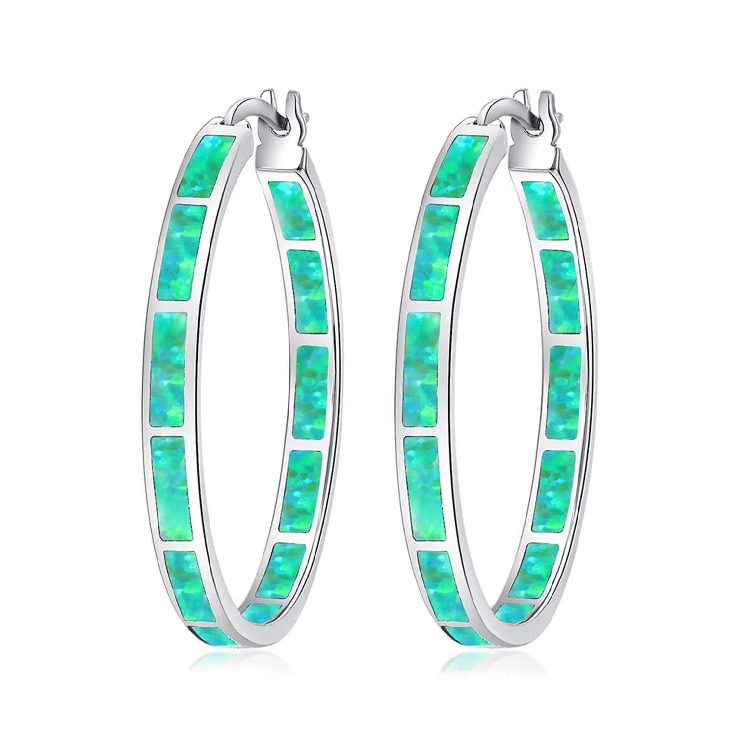 Wholesale 30 mm Big Hoop Opal Huggie Hoop Earring for Women Christmas Gift