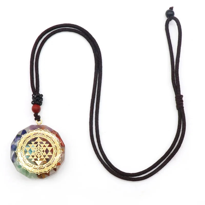 Energy Generator Orgone 7 Chakras Pendant Necklace Orgonite Meditation Balance EMF Protection Jewelry