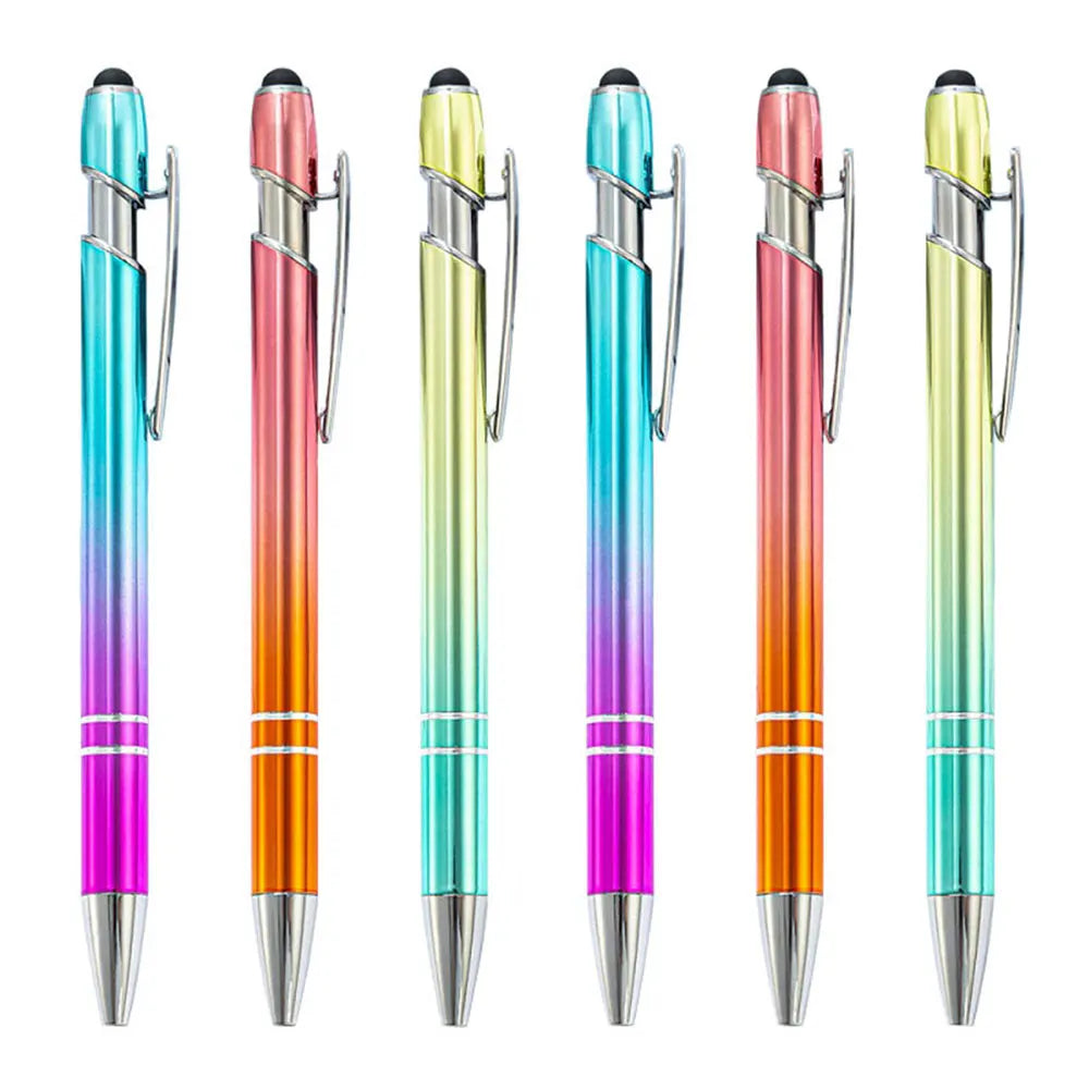 BECOL Wholesale Customized Shiny Gradient Color Ballpoint Pen Luxury Metal Stylus Ball Pen With Logo Printed for Business Gif